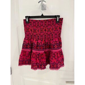 Bell by Alicia Bell Smocked Mini Skirt Ruffle Pink Floral MEDIUM